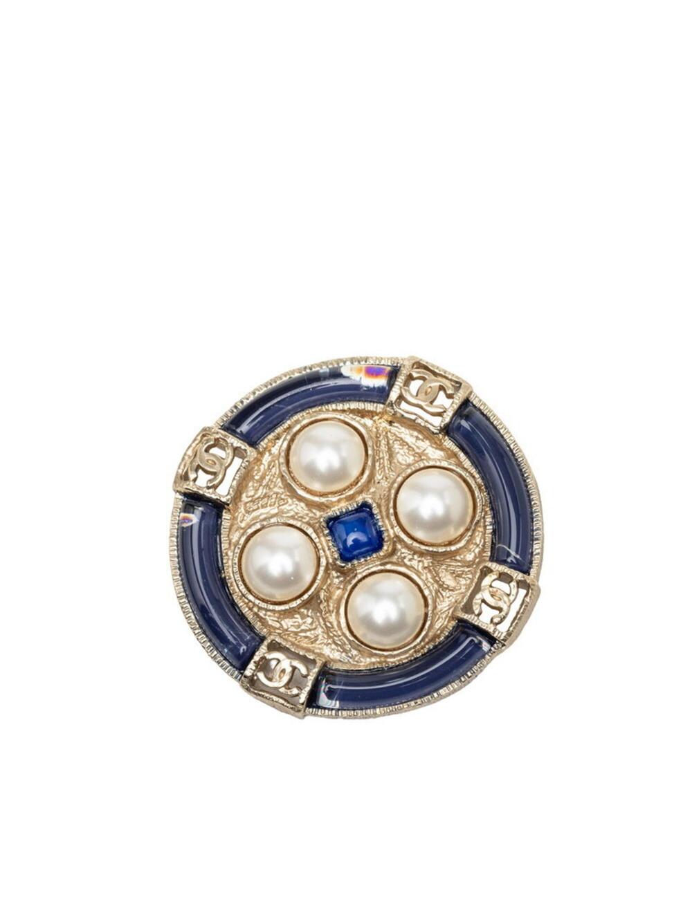 Chanel Cc Logo Round Brooch Gold-Tone #371501C89B